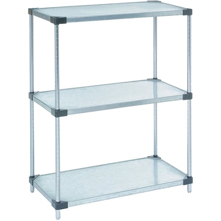 Nexel Galvanized Steel, 3 Tier, Solid Shelving Starter Unit, 48Wx18Dx34H 18483SZ3